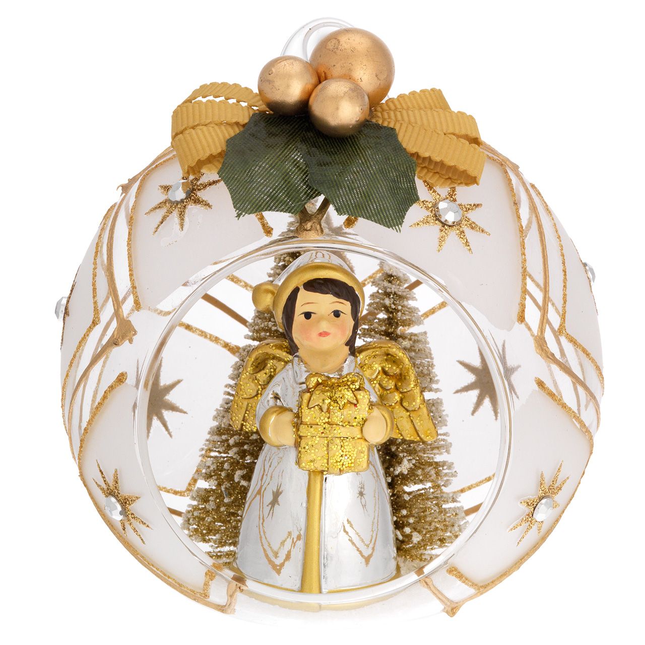 SFERA D. 10 DECO ORO CON ALBERELLI E FIOCCO - ANGELO PACCO